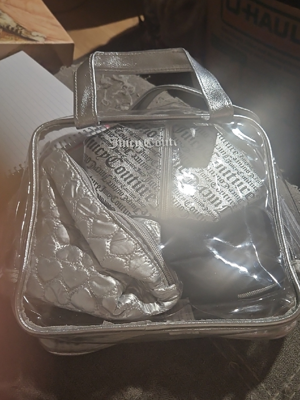 Juicy Couture Silver Clear Toiletry Bag Set
